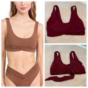 New! Riot Swim Pico Bikini Top Burgundy Red 10714